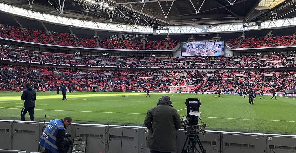 Preparing for the start of the match at Wembley
