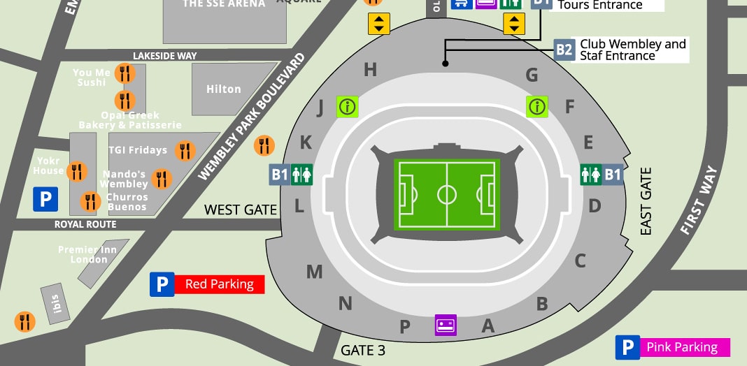 Map of facilities near Wembley