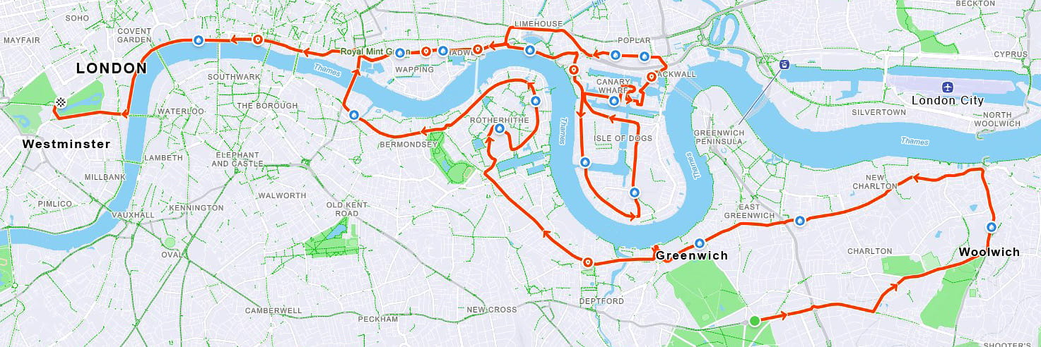 London Marathon route map